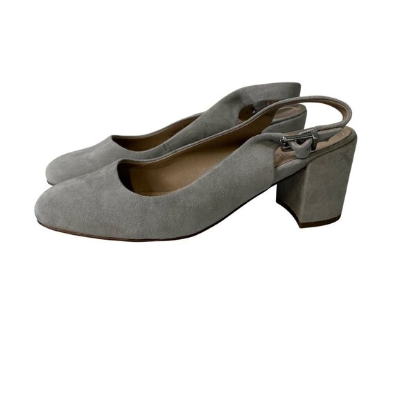 Vionic Women's Nareen VS378 Soft Grey Suede Sling Back Block Heel Shoes Size 9 - Picture 1 of 11